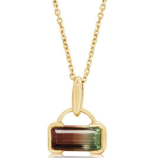 Tourmaline Bi-Color Emerald Cut Pendant