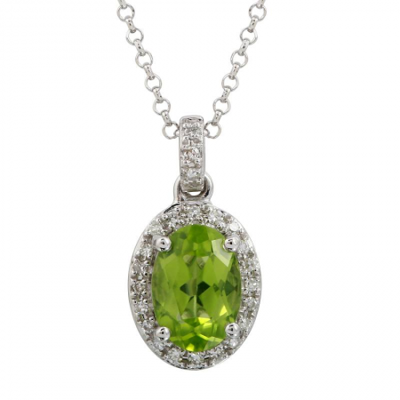 Colored Stone Peridot and Diamond Pendant