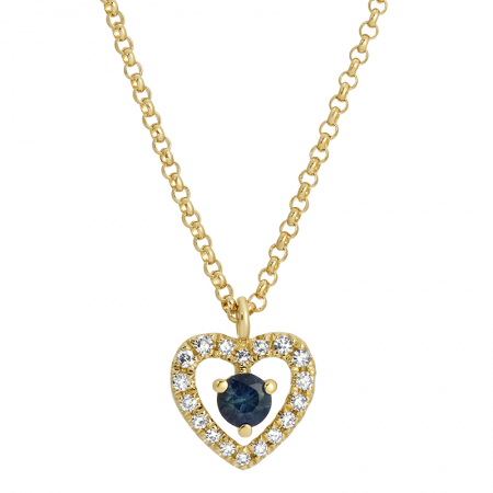 Sapphire and Diamond Heart Pendant