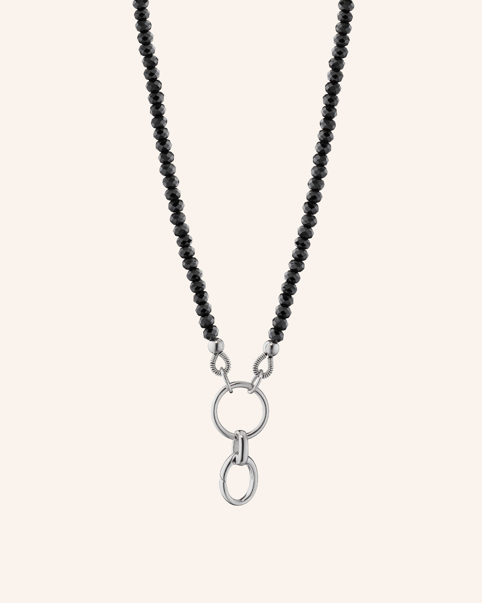 18" "Design Your Own" Black Spinel Charm Chain Necklace, 1 Charm Station