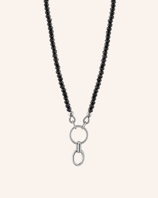 18" "Design Your Own" Black Spinel Charm Chain Necklace, 1 Charm Station