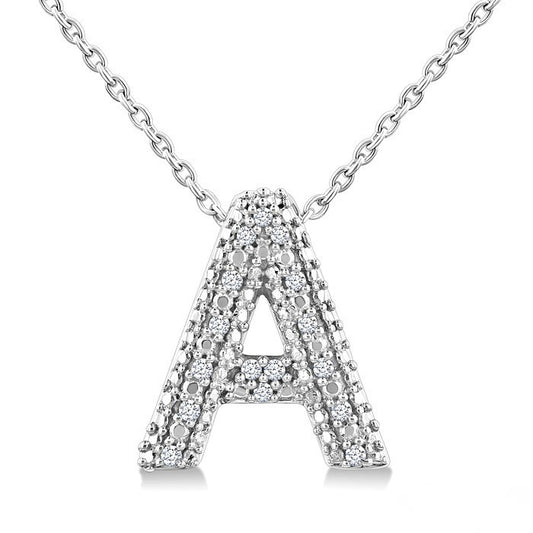 Sterling Silver Diamond 'A' Initial Pendant
