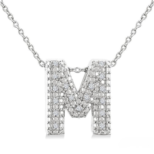 Sterling Silver Diamond 'M' Initial Pendant