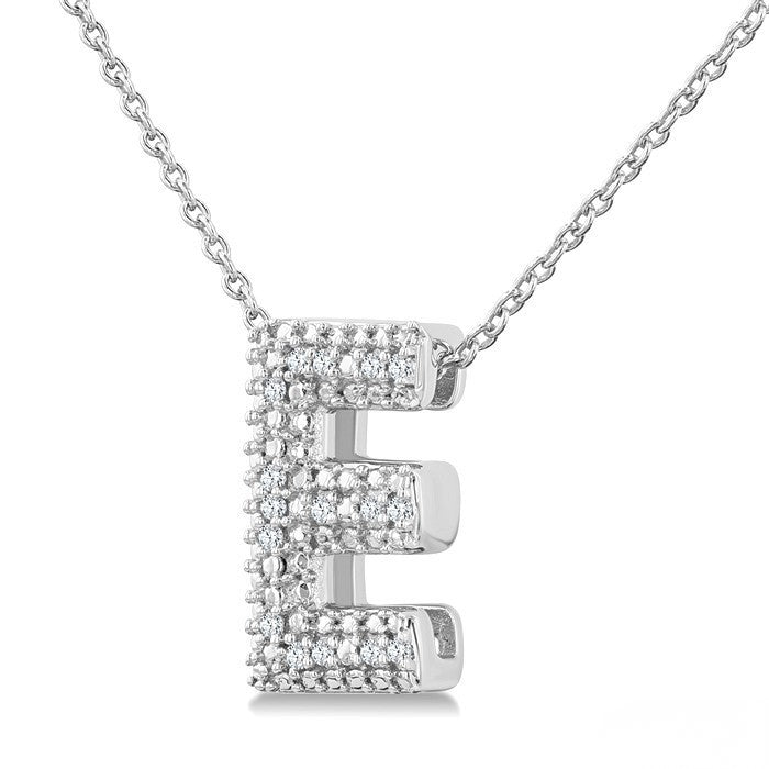 Sterling Silver Diamond 'E' Initial Pendant