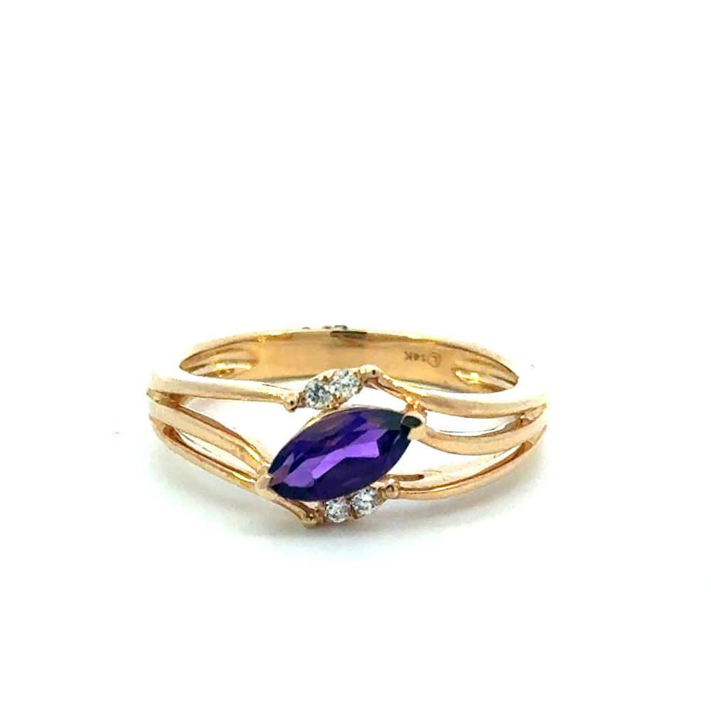 Marquise Amethyst and Diamond Ring