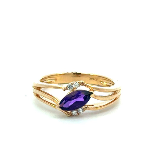 Marquise Amethyst and Diamond Ring