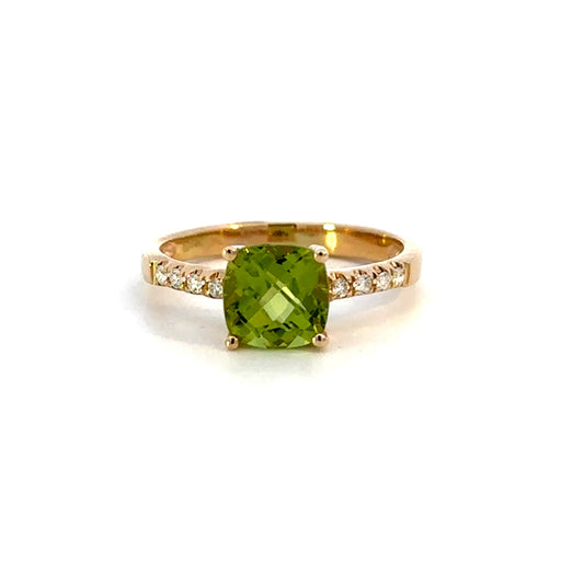 Cushion Cut Peridot Ring