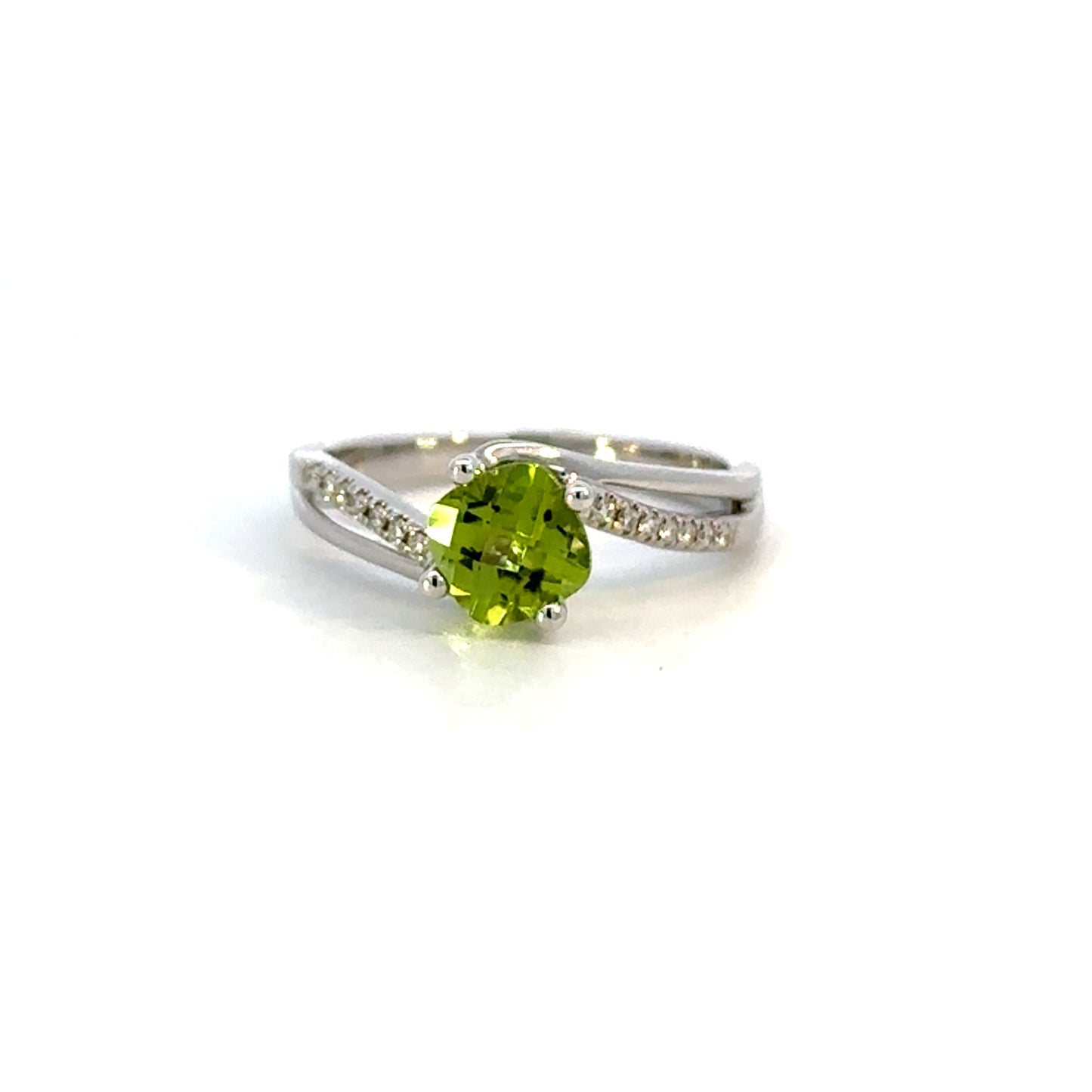 Peridot and Diamond Swirl Ring