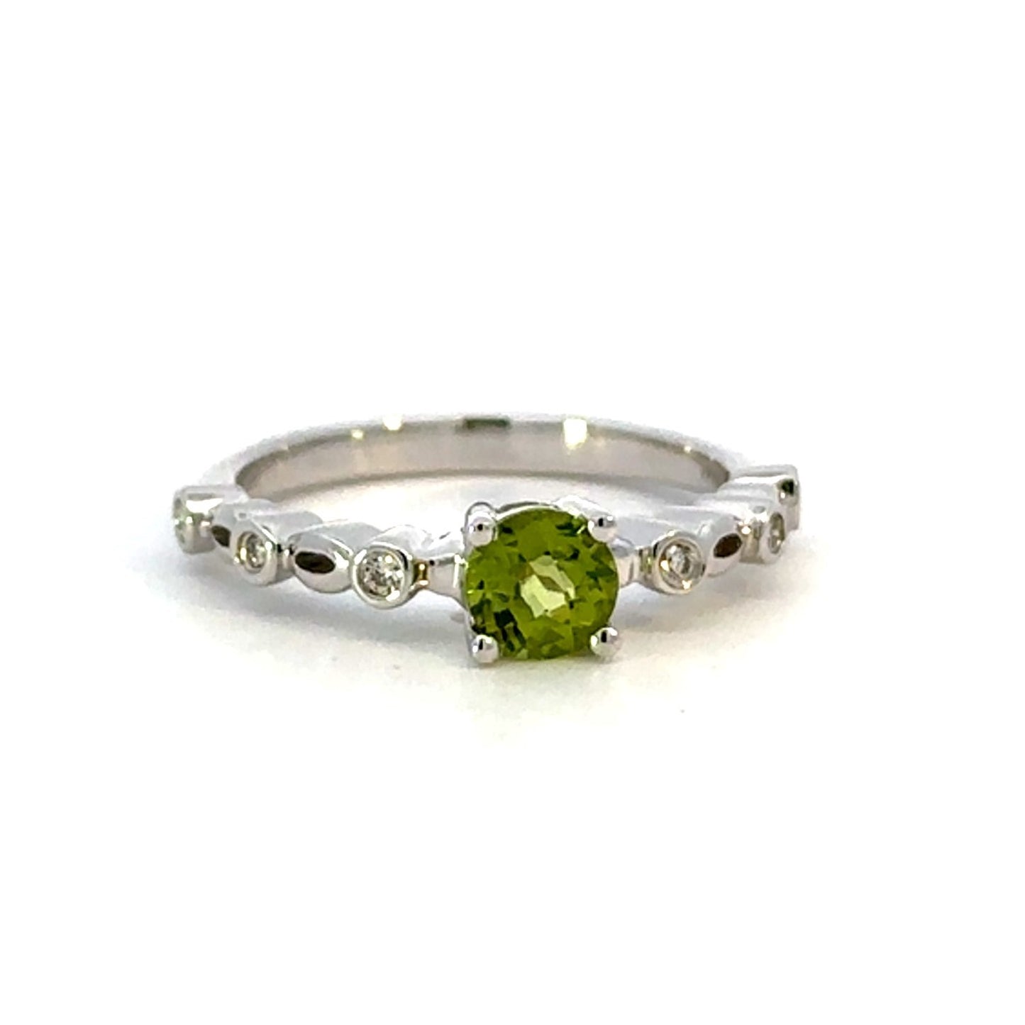 Round Peridot Ring with Diamonds