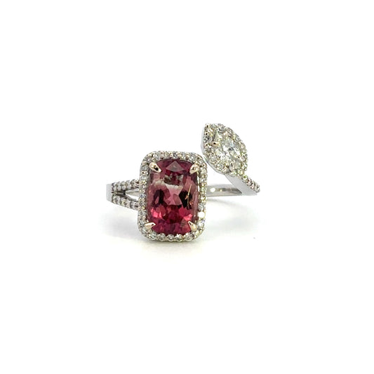 Tourmaline Rose and Diamond BiStone Ring