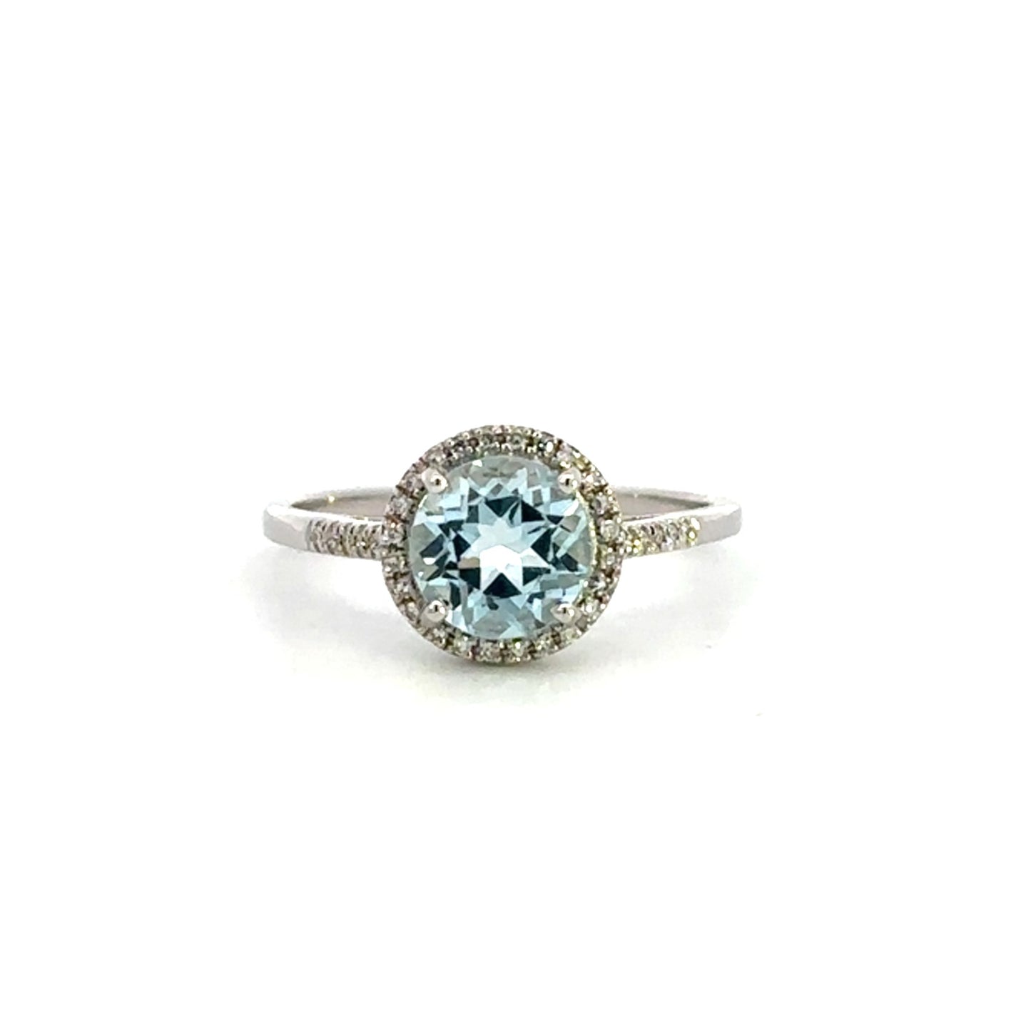 Blue Topaz Round and Diamond Ring