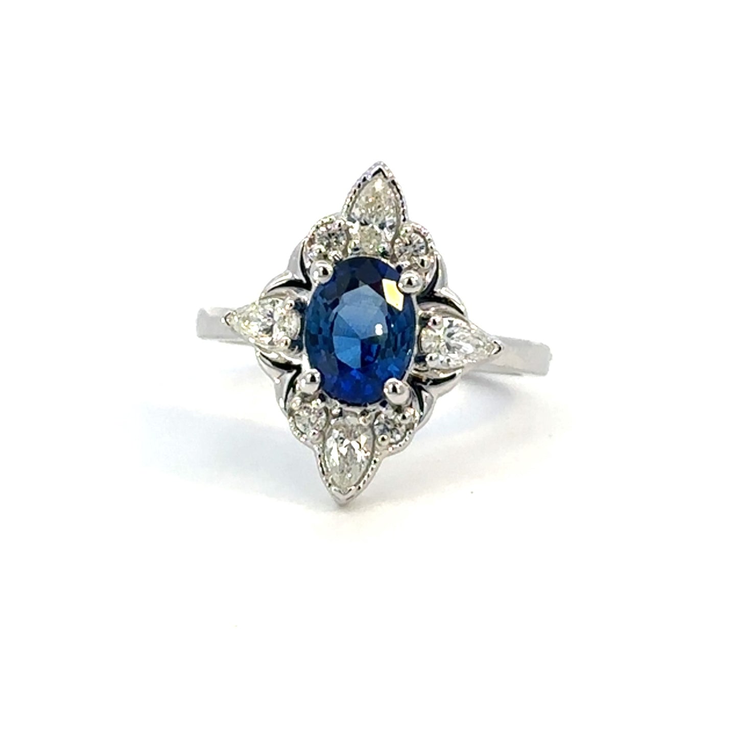 Sapphire &amp; Diamond Oval Ring