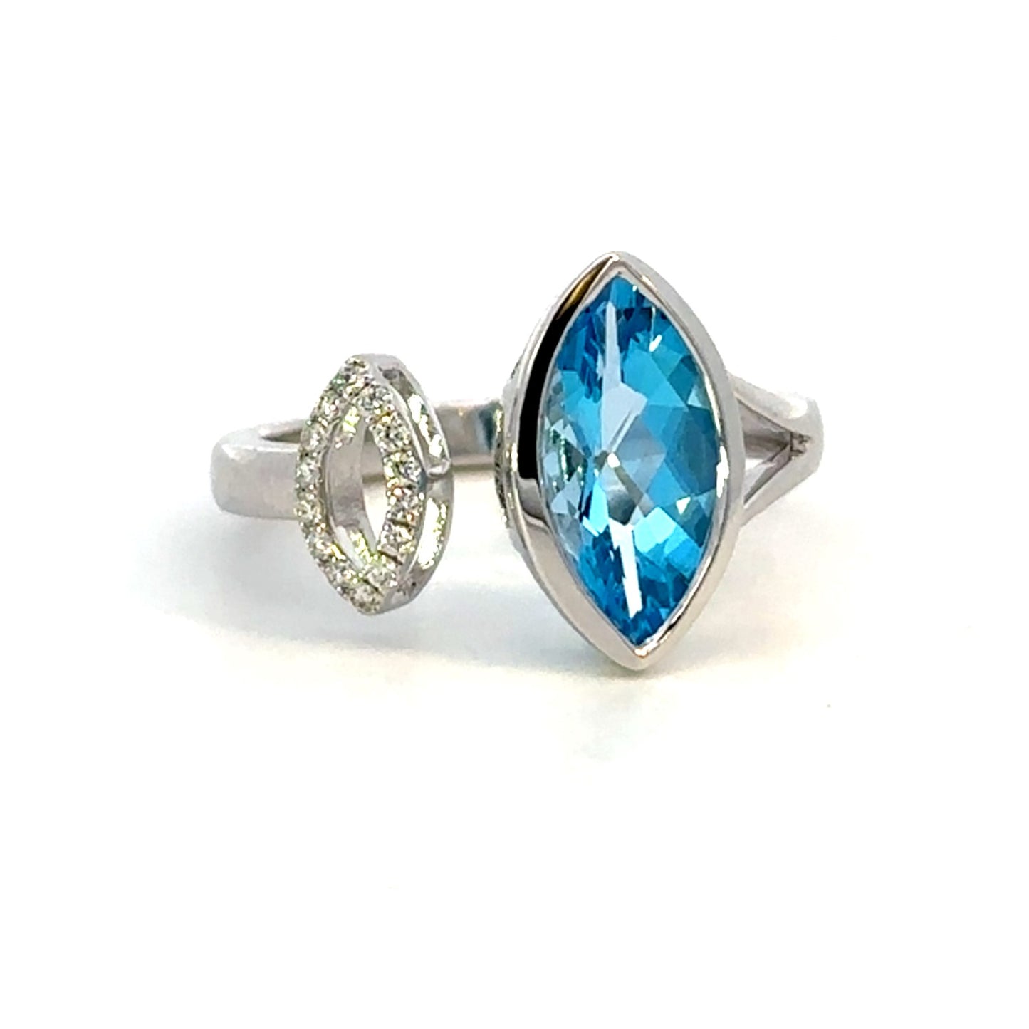 Blue Topaz Swiss &amp; Diamond Ring