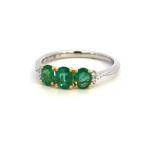 Three Stone Emerald and Diamond Ring