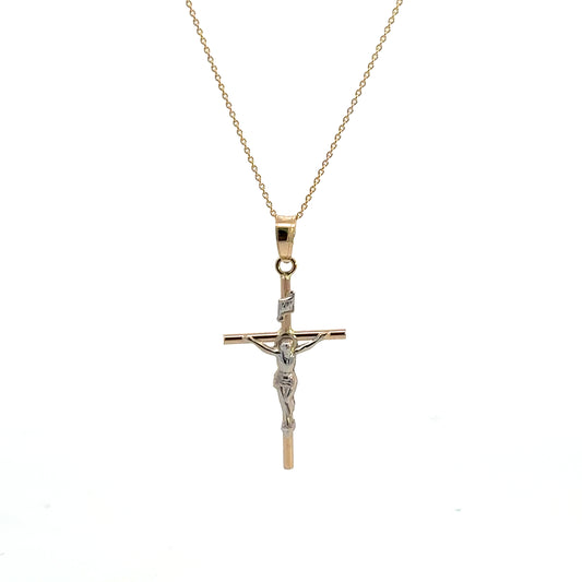 Crucifix - Medium size 14K Two-tone Pendant