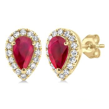 Ruby Pear Shaped Diamond Earrings