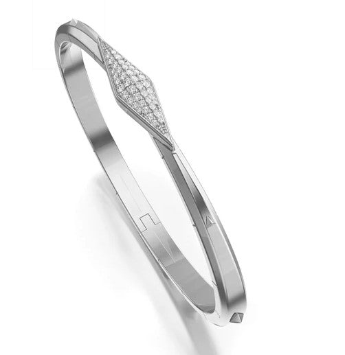 "Points North" Sterling Silver Cuff with Pavé Sapphire Clasp