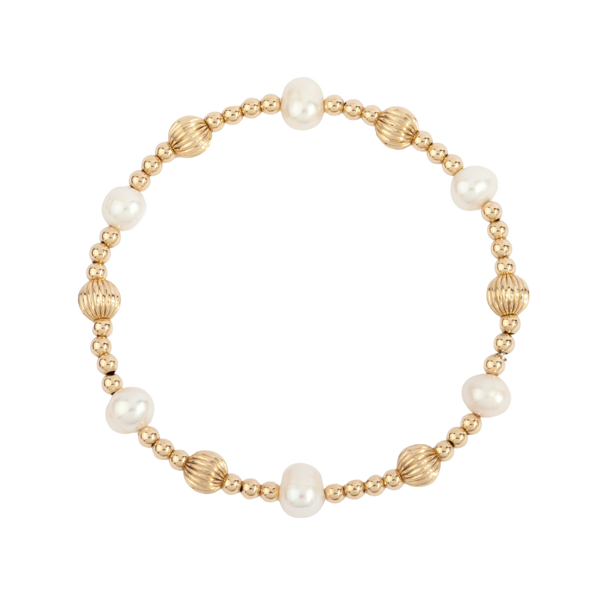 6MM Pearl and Gold Spiral Beaded Bracelet