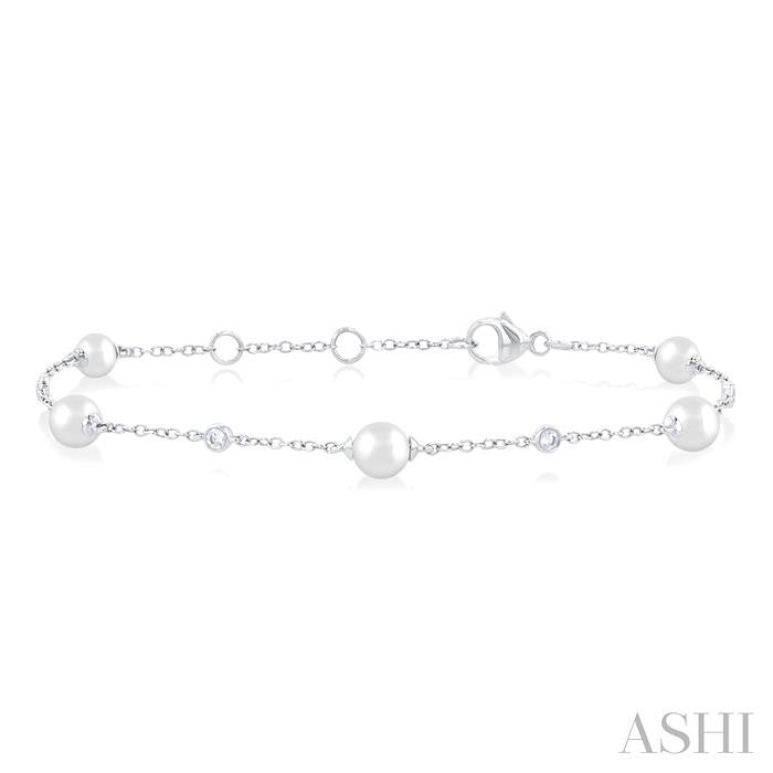 Pearl and Diamond Station Bracelet