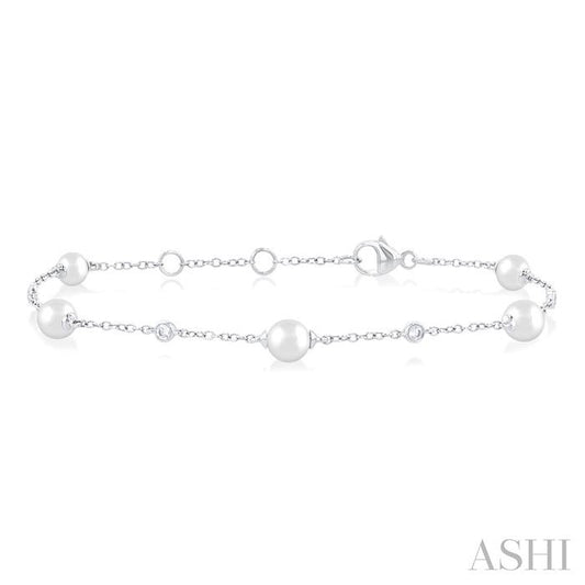 Pearl and Diamond Station Bracelet