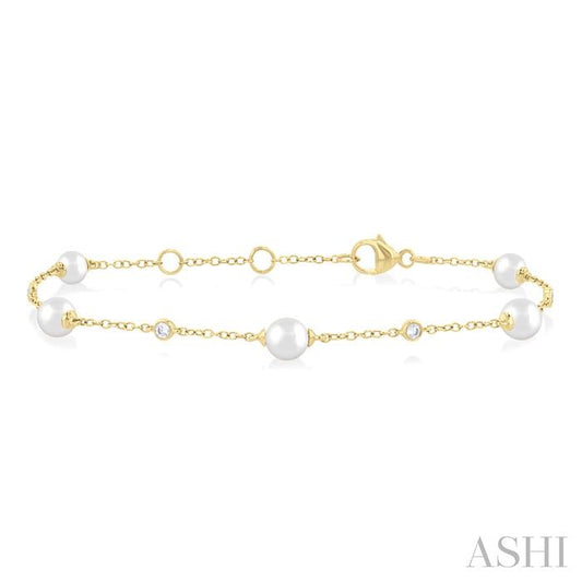 Pearl and Diamond Station Bracelet