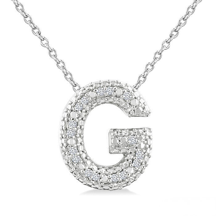 Sterling Silver Diamond 'G' Initial Pendant