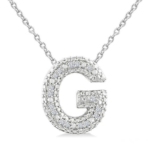 Sterling Silver Diamond 'G' Initial Pendant