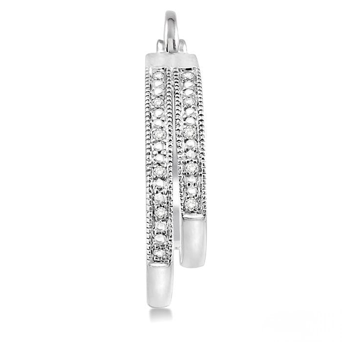 Sterling Silver Two Row Diamond Earring