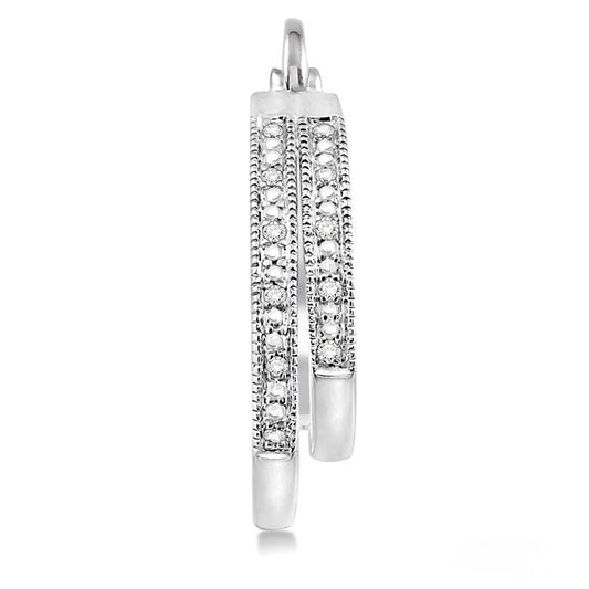 Sterling Silver Two Row Diamond Earring