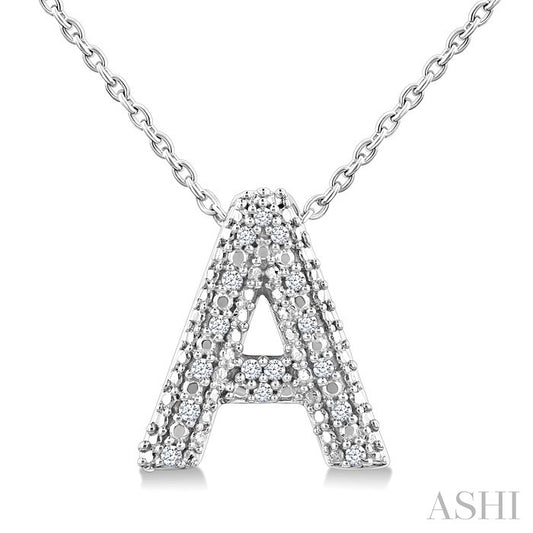 Sterling Silver Diamond 'A' Initial Pendant