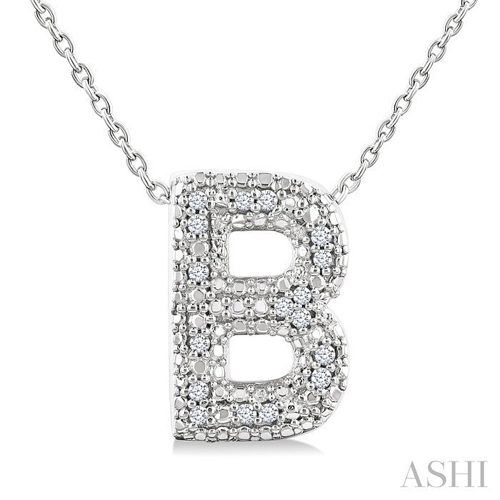 Sterling Silver Diamond 'B' Initial Pendant