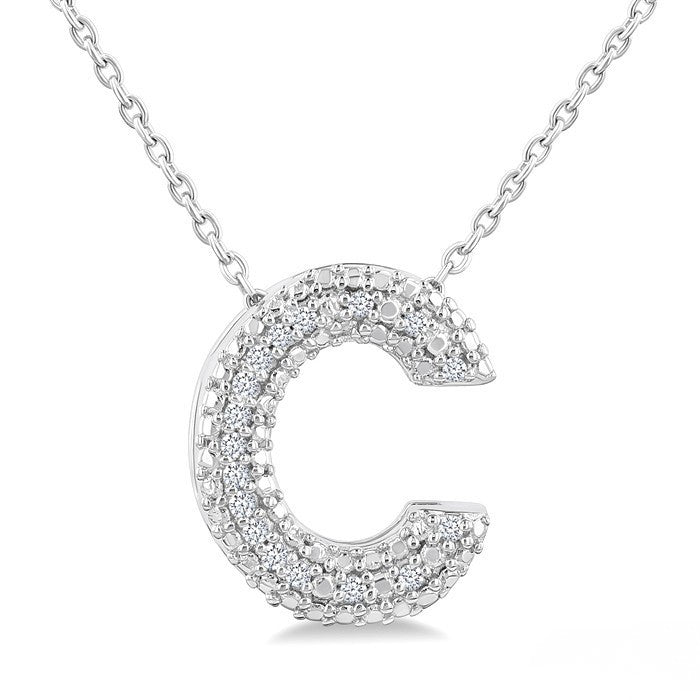 Sterling Silver Diamond 'C' Initial Pendant
