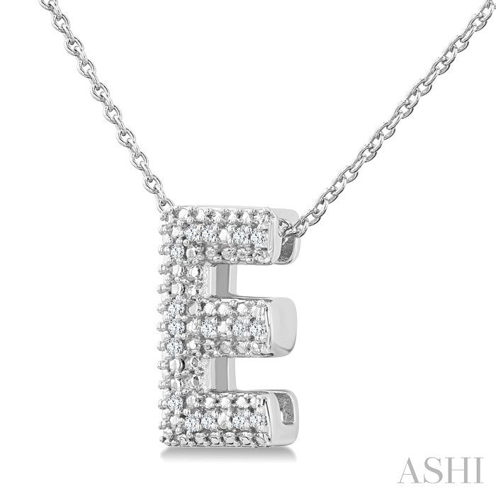 Sterling Silver Diamond 'E' Initial Pendant