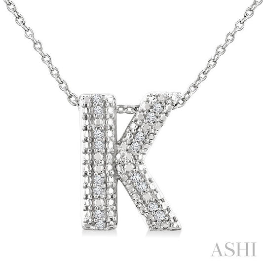 Sterling Silver Diamond 'K' Initial Pendant