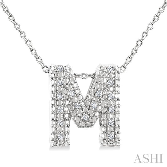 Sterling Silver Diamond 'M' Initial Pendant