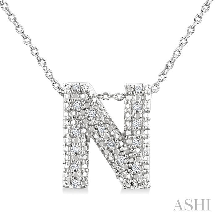 Sterling Silver Diamond 'N' Initial Pendant