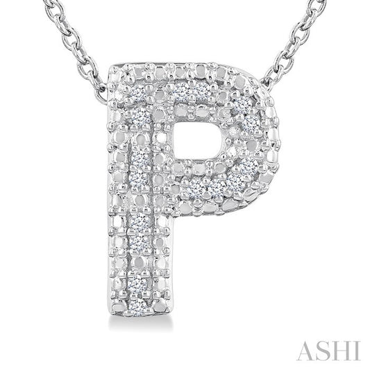 Sterling Silver Diamond 'P' Initial Pendant