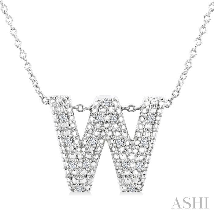Sterling Silver Diamond 'W' Initial Necklace