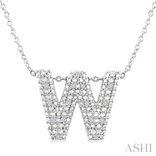 Sterling Silver Diamond 'W' Initial Necklace