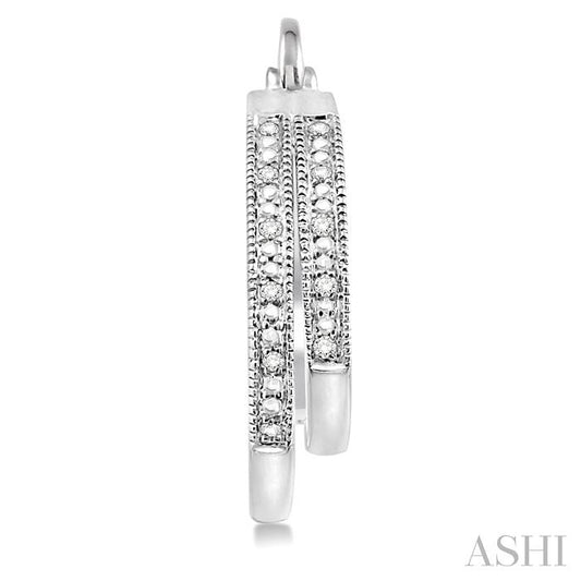 Sterling Silver Two Row Diamond Earring