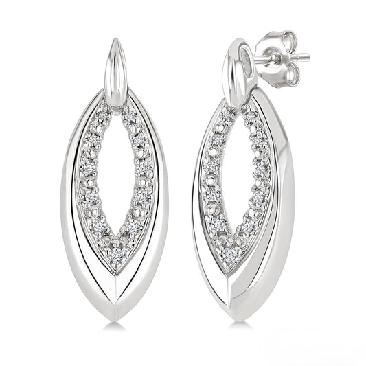 Sterling Silver Diamond Marquise Link Earring