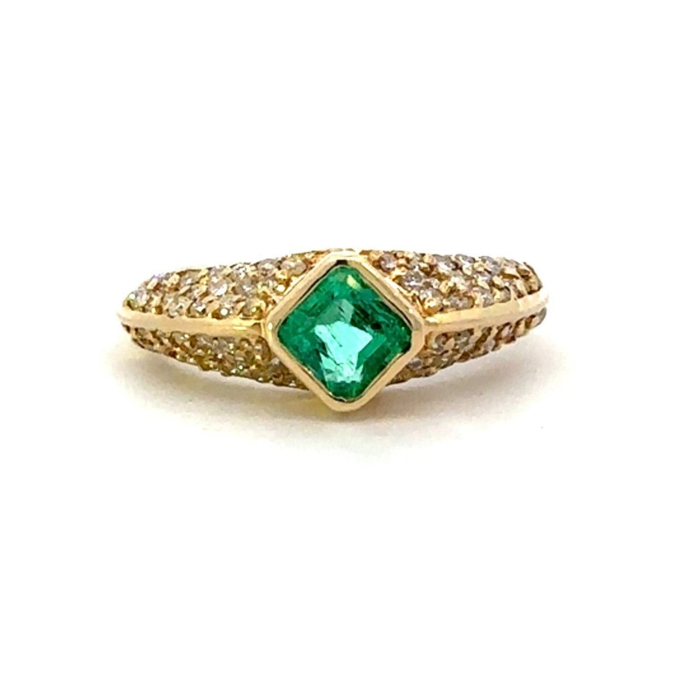 Estate Emerald  Pave Diamond Ring