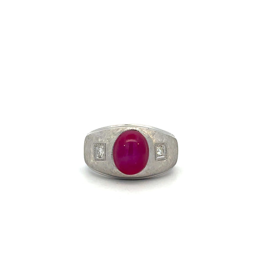 Estate Jewelry Red Star Sapphire and Diamond Ring