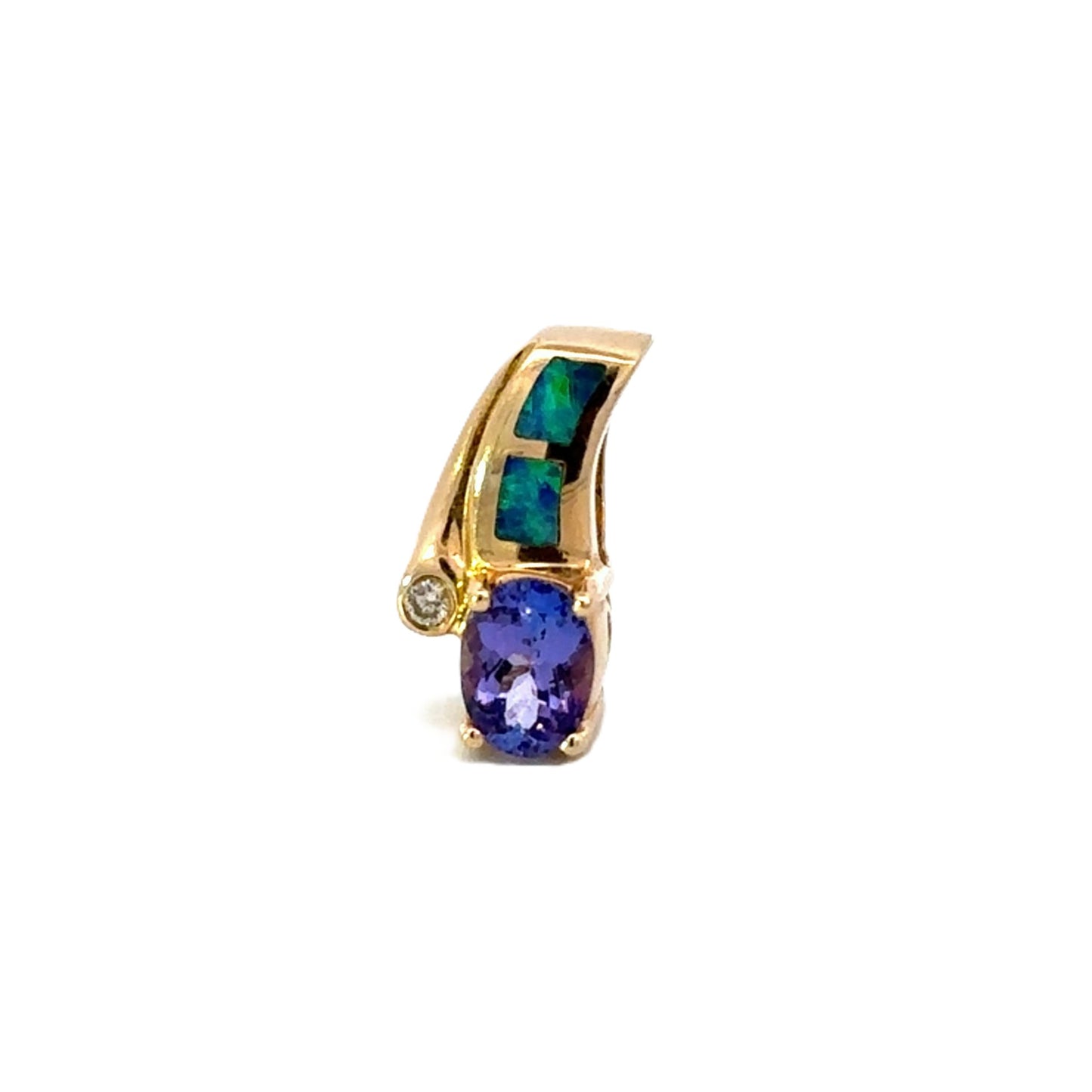 Estate Tanzanite and Diamond Inlaid Opal Slide