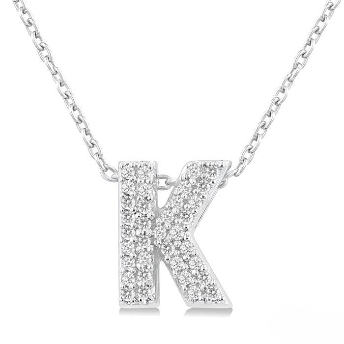 Diamond K Initial Necklace