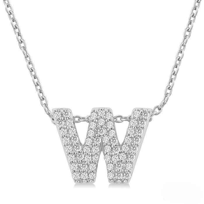Diamond 'W" Initial Necklace