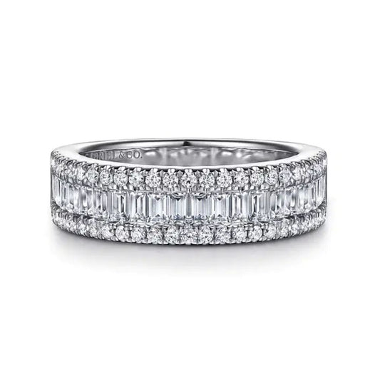 Baguette and Round Diamond Anniversary Band