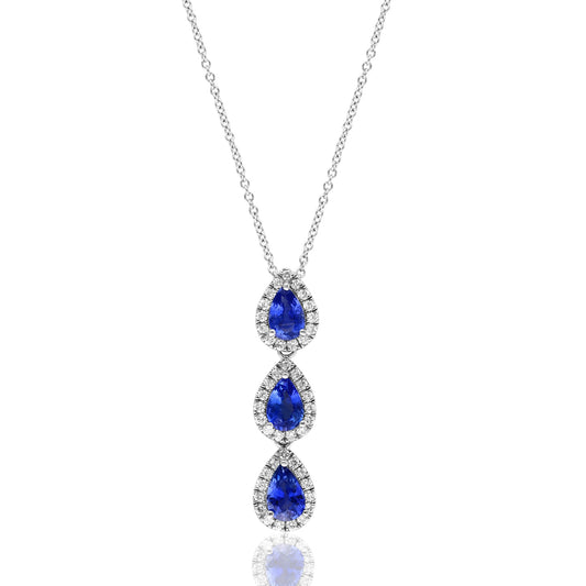 Three Pear Shape Sapphire Necklace