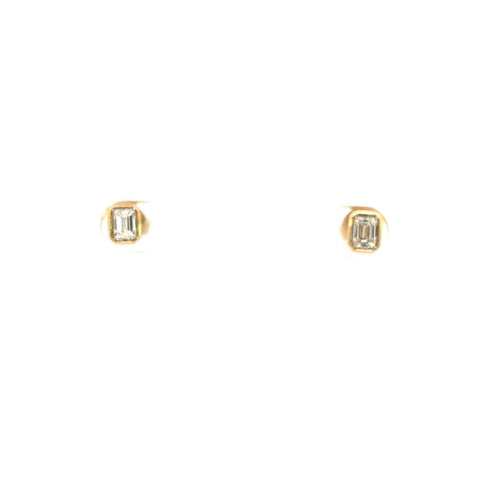 Emerald Bezel Set Diamond Studs