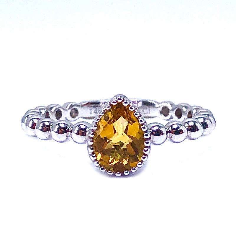 Citrine Pear Shaped Ring
